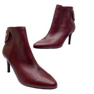Cole Haan Grand Os Claremont Merlot Smooth Embossed Leather Booties‎